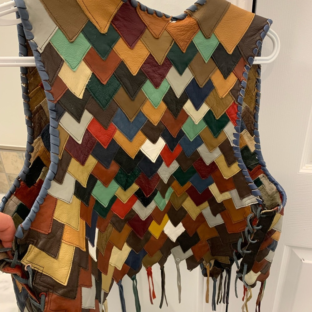 Very unique authentic leather patchwork vest! Coachella - Picture 4 of 5